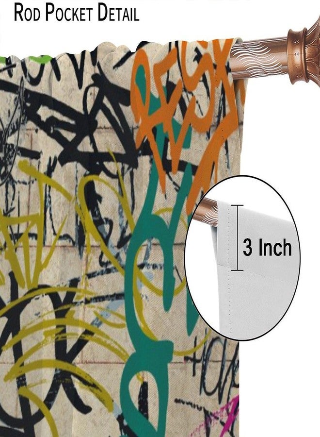 AAVEUP Graffiti Curtains for Boys Room,Modern Rap Graffiti Abstract Art Street Wall Symbol Lines Window Drapes Print for Kids Girls Bedroom Juvenile Room Bathroom 42x45in（No Blackout） - Image 4